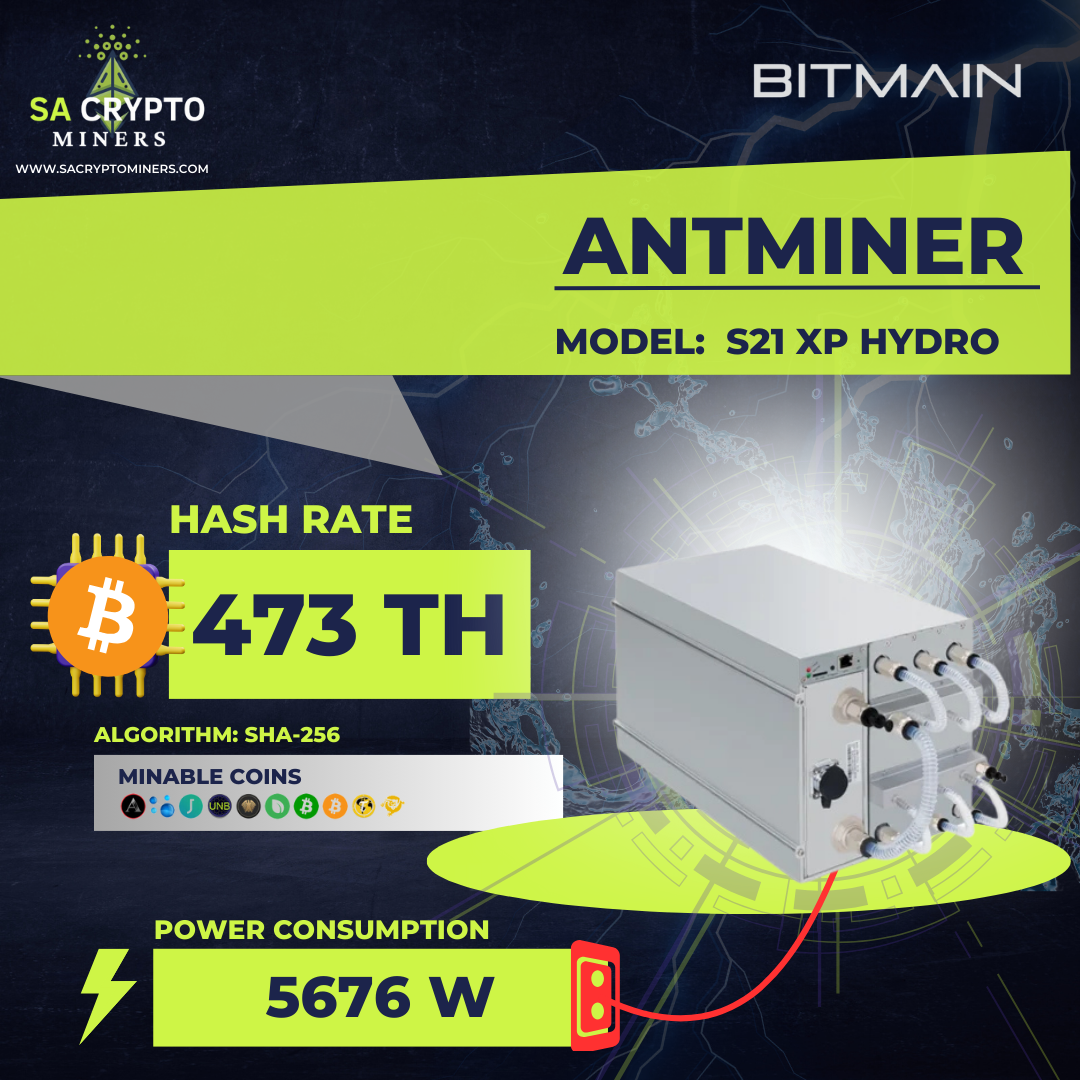 New Bitmain Antminer S21 XP Hyd Bitcoin Miner 473TH